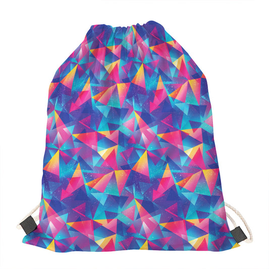 Colorful Geometric Mosaic Print Drawstring Bag