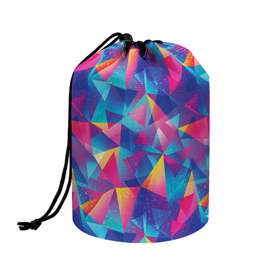 Colorful Geometric Mosaic Print Drawstring Makeup Bag