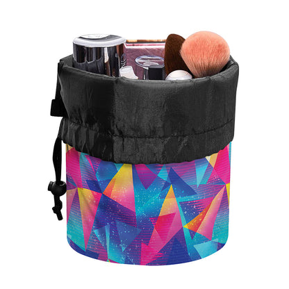 Colorful Geometric Mosaic Print Drawstring Makeup Bag