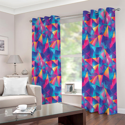 Colorful Geometric Mosaic Print Extra Wide Grommet Curtains