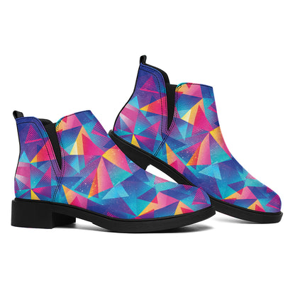 Colorful Geometric Mosaic Print Flat Ankle Boots