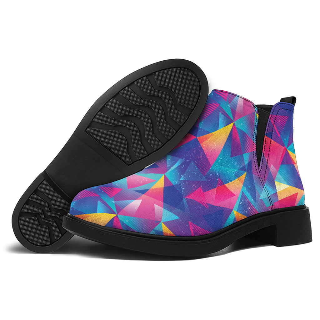 Colorful Geometric Mosaic Print Flat Ankle Boots