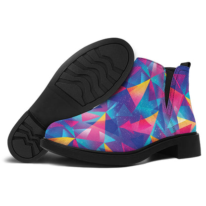 Colorful Geometric Mosaic Print Flat Ankle Boots