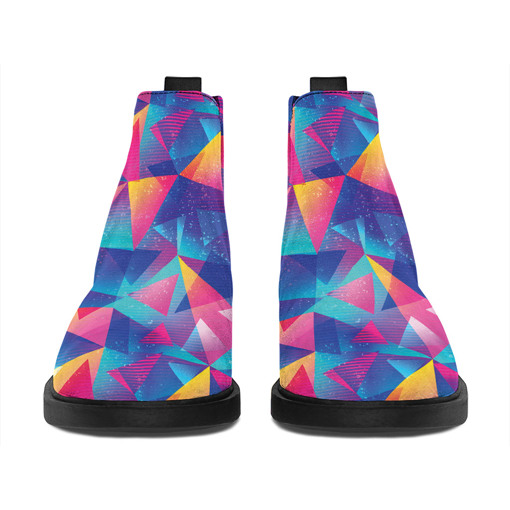 Colorful Geometric Mosaic Print Flat Ankle Boots