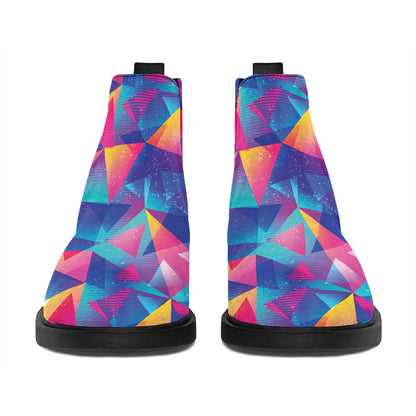 Colorful Geometric Mosaic Print Flat Ankle Boots