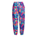 Colorful Geometric Mosaic Print Fleece Lined Knit Pants