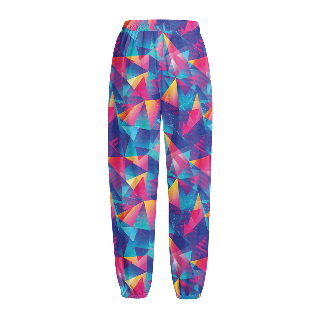Colorful Geometric Mosaic Print Fleece Lined Knit Pants