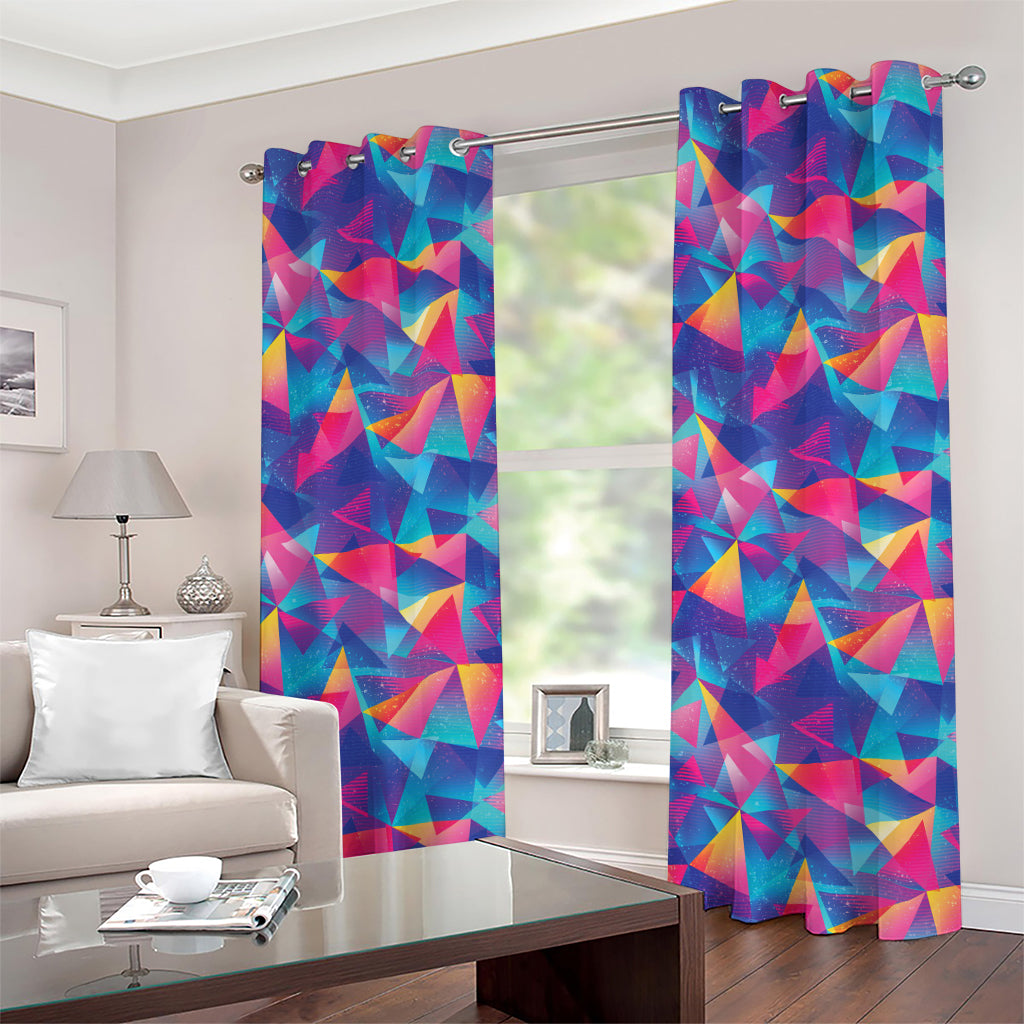 Colorful Geometric Mosaic Print Grommet Curtains