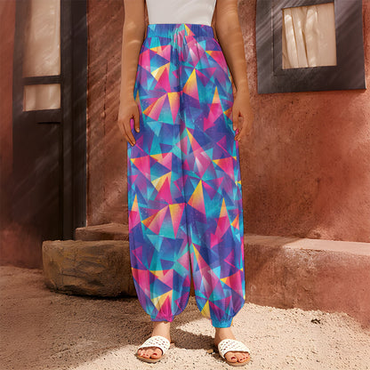 Colorful Geometric Mosaic Print Harem Pants