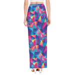 Colorful Geometric Mosaic Print High Slit Maxi Skirt