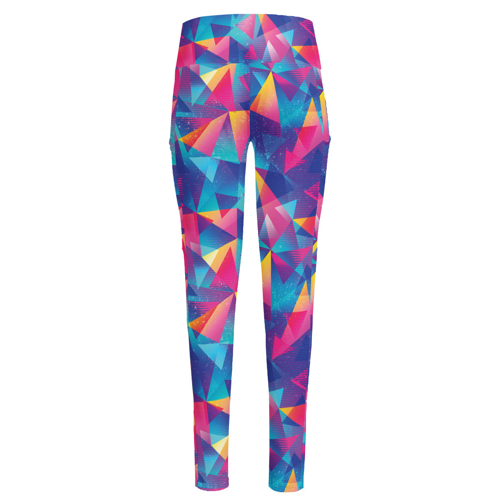 Colorful Geometric Mosaic Print High-Waisted Pocket Leggings
