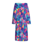 Colorful Geometric Mosaic Print Hooded Bathrobe