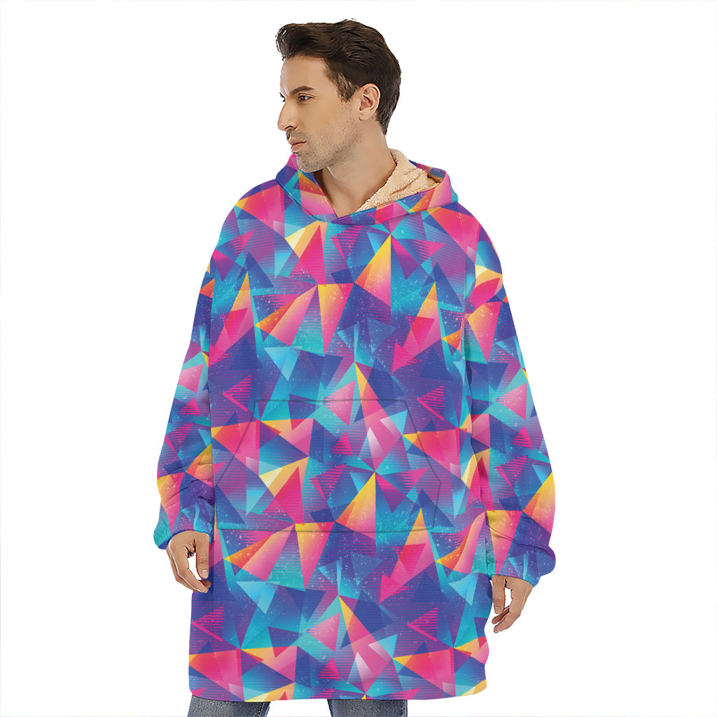 Colorful Geometric Mosaic Print Hoodie Blanket