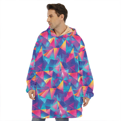 Colorful Geometric Mosaic Print Hoodie Blanket