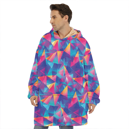 Colorful Geometric Mosaic Print Hoodie Blanket