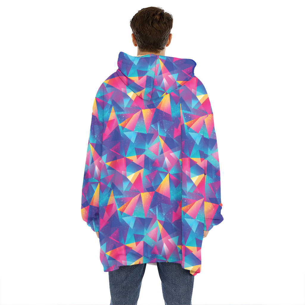 Colorful Geometric Mosaic Print Hoodie Blanket