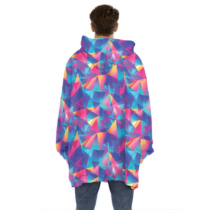 Colorful Geometric Mosaic Print Hoodie Blanket