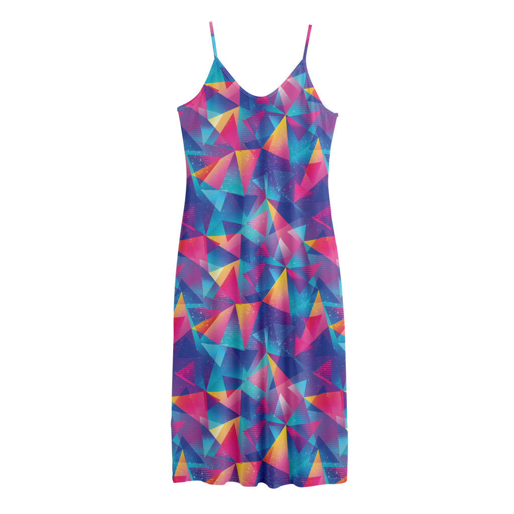 Colorful Geometric Mosaic Print Jersey Midi Cami Dress