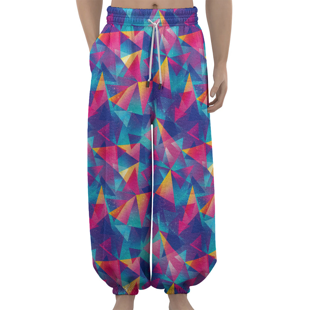 Colorful Geometric Mosaic Print Lantern Pants