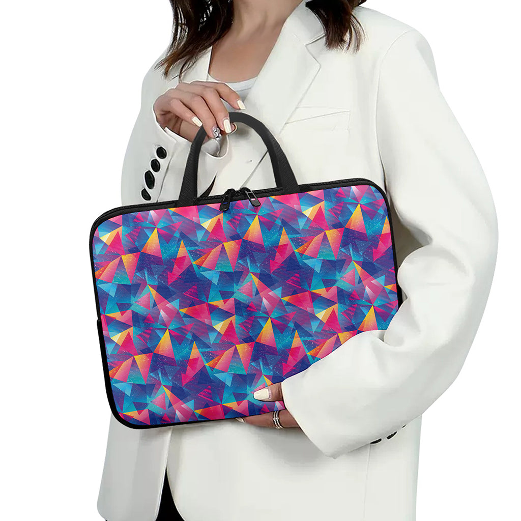 Colorful Geometric Mosaic Print Laptop Sleeve With Handle