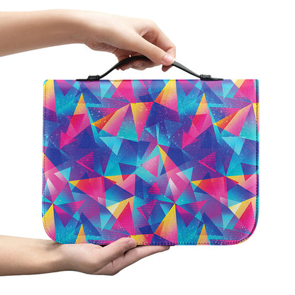 Colorful Geometric Mosaic Print Leather Bible Cover