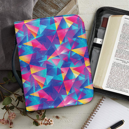Colorful Geometric Mosaic Print Leather Bible Cover