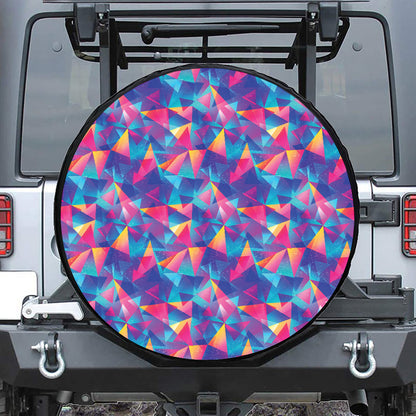 Colorful Geometric Mosaic Print Leather Spare Tire Cover