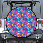 Colorful Geometric Mosaic Print Leather Spare Tire Cover