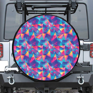 Colorful Geometric Mosaic Print Leather Spare Tire Cover