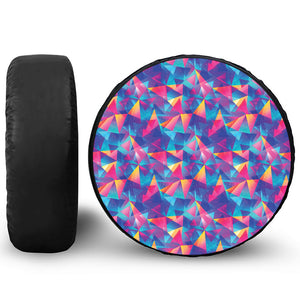 Colorful Geometric Mosaic Print Leather Spare Tire Cover