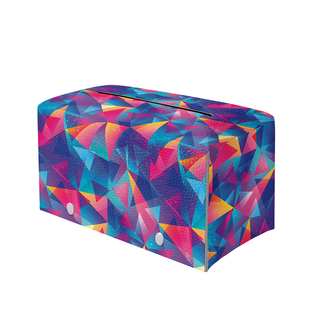 Colorful Geometric Mosaic Print Leather Tissue Box Cover