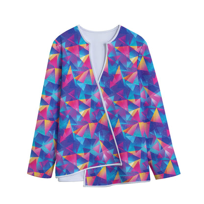 Colorful Geometric Mosaic Print Long Sleeve Short Coat