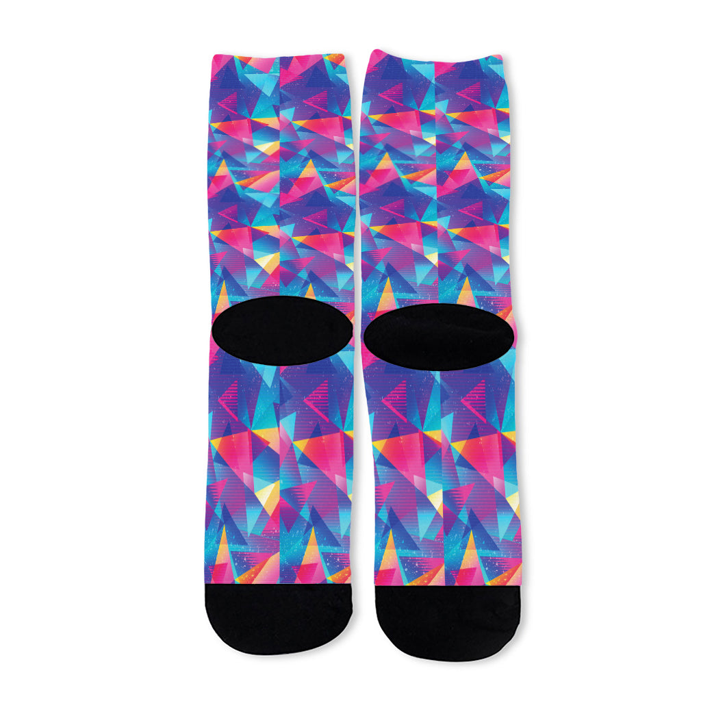 Colorful Geometric Mosaic Print Long Socks