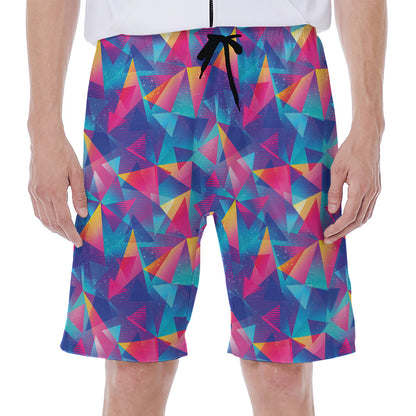 Colorful Geometric Mosaic Print Men's Beach Shorts