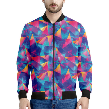 Colorful Geometric Mosaic Print Men's Bomber Jacket
