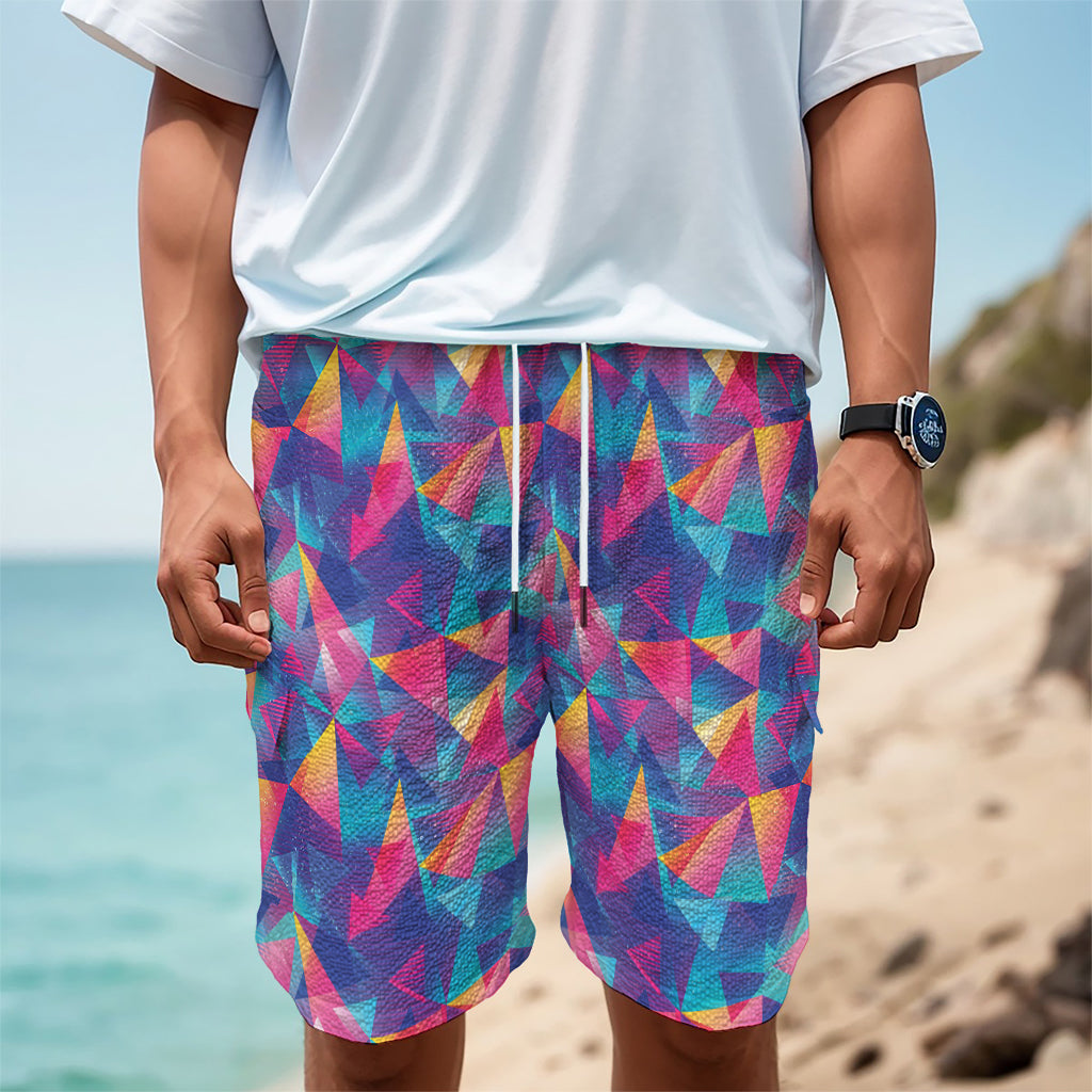 Colorful Geometric Mosaic Print Men's Cargo Shorts
