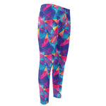 Colorful Geometric Mosaic Print Men's Compression Pants