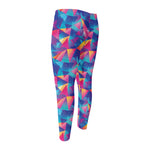 Colorful Geometric Mosaic Print Men's Compression Pants