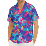 Colorful Geometric Mosaic Print Men's Deep V-Neck Shirt