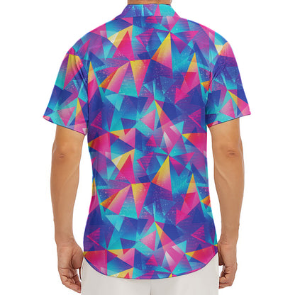 Colorful Geometric Mosaic Print Men's Deep V-Neck Shirt