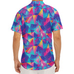 Colorful Geometric Mosaic Print Men's Deep V-Neck Shirt