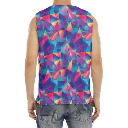 Colorful Geometric Mosaic Print Men's Fitness Tank Top