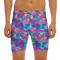 Colorful Geometric Mosaic Print Men's Long Boxer Briefs