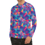 Colorful Geometric Mosaic Print Men's Long Sleeve Rash Guard