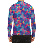 Colorful Geometric Mosaic Print Men's Long Sleeve Rash Guard