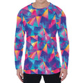 Colorful Geometric Mosaic Print Men's Long Sleeve T-Shirt