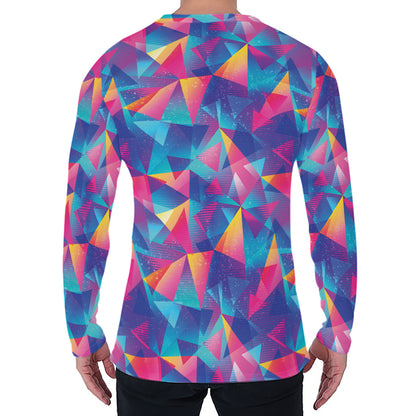 Colorful Geometric Mosaic Print Men's Long Sleeve T-Shirt