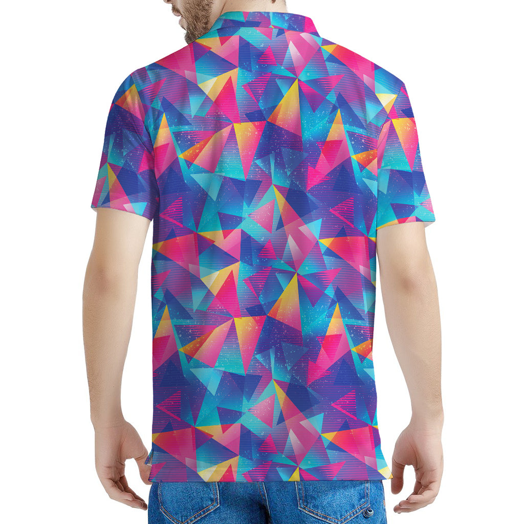Colorful Geometric Mosaic Print Men's Polo Shirt