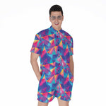 Colorful Geometric Mosaic Print Men's Rompers