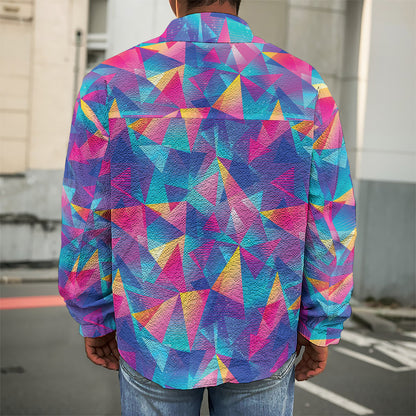 Colorful Geometric Mosaic Print Men's Shirt Jacket